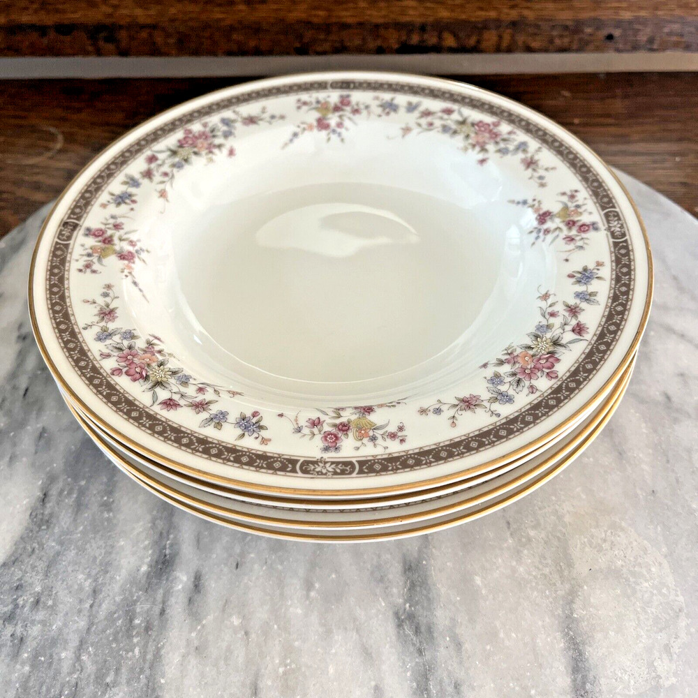 Set of 4 Mikasa Grande Ivory Soup Bowl Pink Floral Pattern L 5503 Marquette